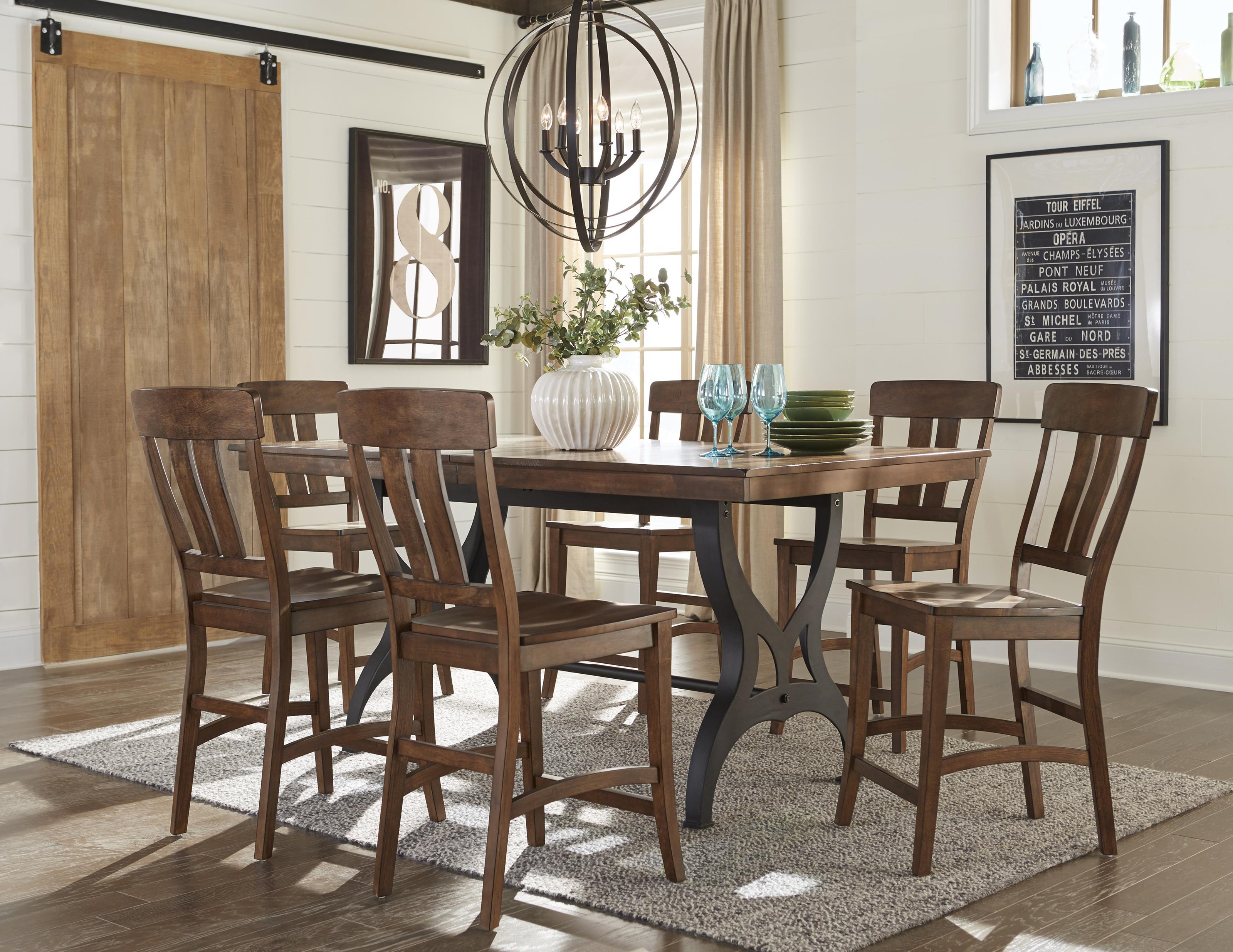 Intercon The District 5 Piece Gathering Table & Bar Stool Set with Leaf